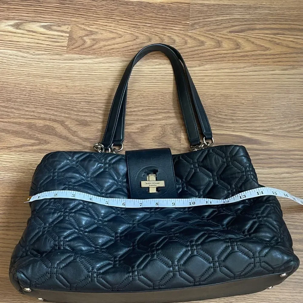 Kate Spade Elena Astor Court Black Quilted Leather Chain Shoulder Tote Bag